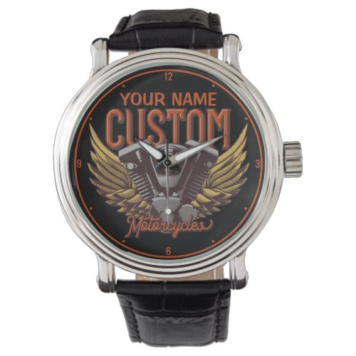  Personalized Motorcycle Eagle Wings Biker Garage Watch