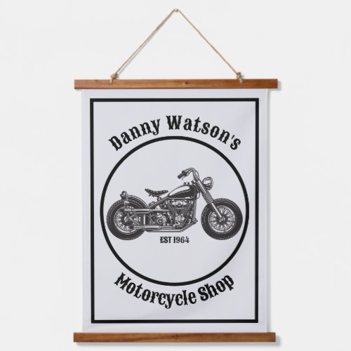Personalized Motorcycle Garage Or Shop Hanging Tapestry