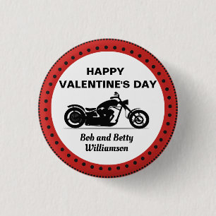 Personalized Motorcycle Happy Valentine's Day Button