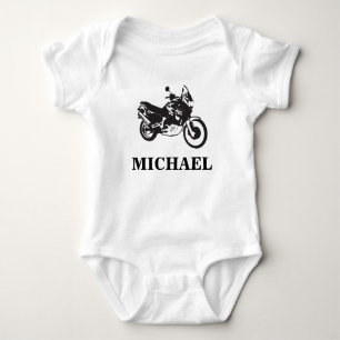 Personalized Motorcycle Illustration Boys Baby Bodysuit