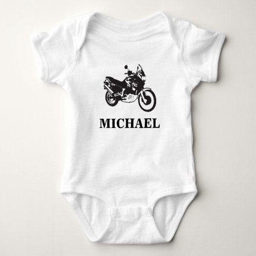 Personalized Motorcycle Illustration Boys Baby Bodysuit