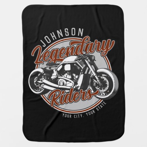 Personalized Motorcycle Legendary Rider Biker NAME Baby Blanket