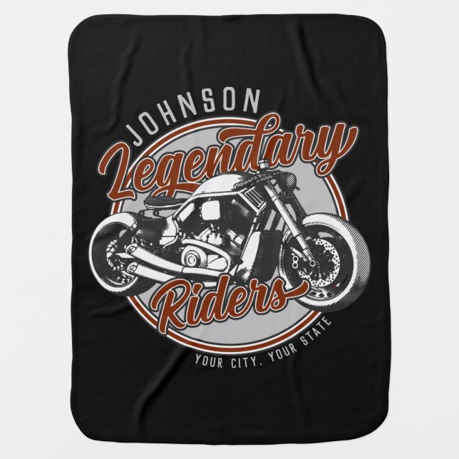 Personalized Motorcycle Legendary Rider Biker NAME Baby Blanket (Front)