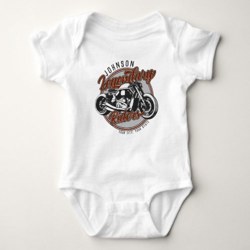 Personalized Motorcycle Legendary Rider Biker NAME Baby Bodysuit