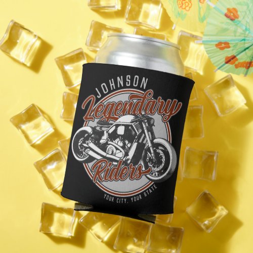 Personalized Motorcycle Legendary Rider Biker NAME Can Cooler