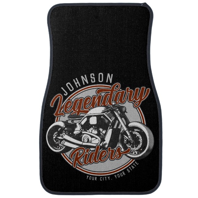 Personalized Motorcycle Legendary Rider Biker NAME Car Floor Mat (Front)