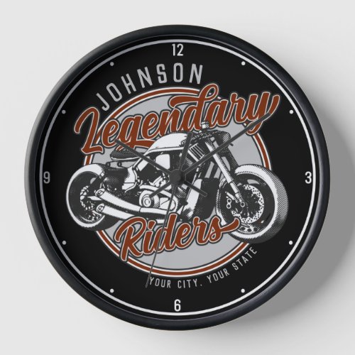 Personalized Motorcycle Legendary Rider Biker NAME Clock