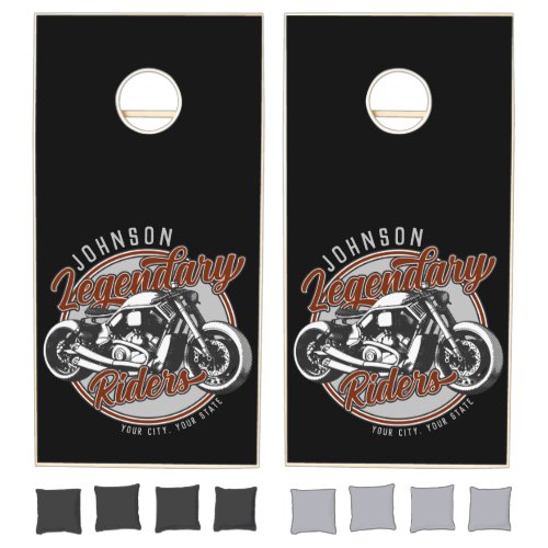 Personalized Motorcycle Legendary Rider Biker NAME Cornhole Set