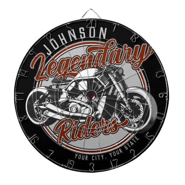 Personalized Motorcycle Legendary Rider Biker NAME Dart Board (Front)