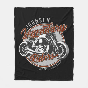 Personalized Motorcycle Legendary Rider Biker NAME Fleece Blanket