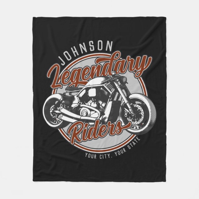 Personalized Motorcycle Legendary Rider Biker NAME Fleece Blanket (Front)