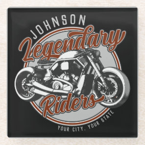 Personalized Motorcycle Legendary Rider Biker NAME Glass Coaster