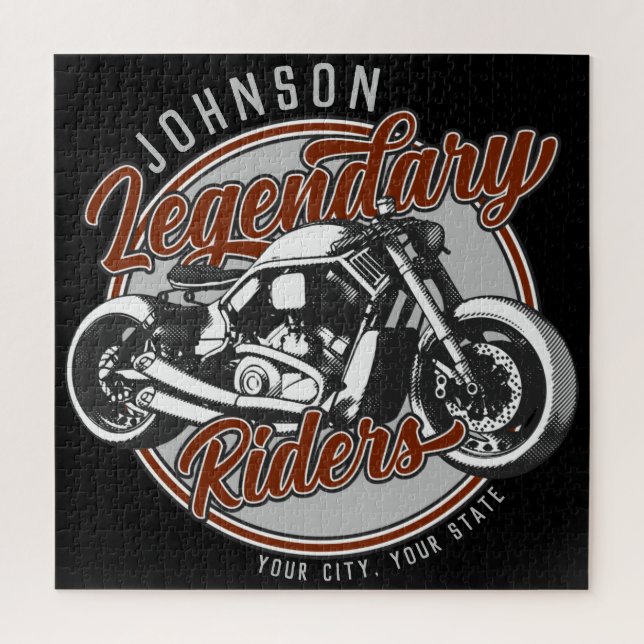 Personalized Motorcycle Legendary Rider Biker NAME Jigsaw Puzzle (Vertical)