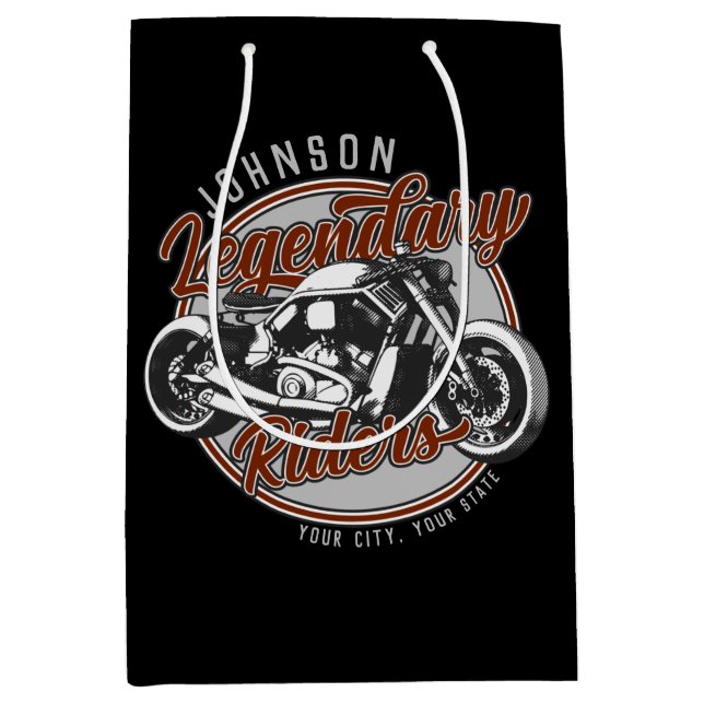 Personalized Motorcycle Legendary Rider Biker NAME Medium Gift Bag (Front)