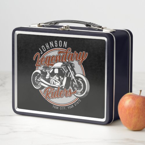 Personalized Motorcycle Legendary Rider Biker NAME Metal Lunch Box