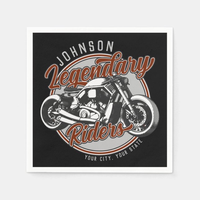 Personalized Motorcycle Legendary Rider Biker NAME Napkins (Front)