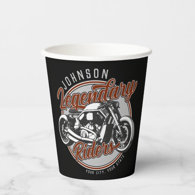 Personalized Motorcycle Legendary Rider Biker NAME Paper Cups (Front)