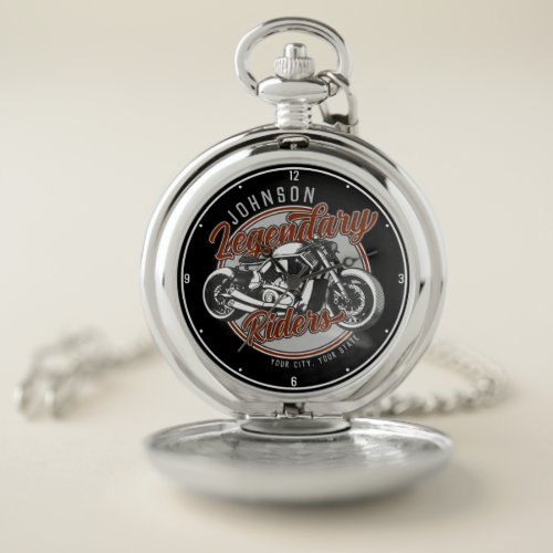 Personalized Motorcycle Legendary Rider Biker NAME Pocket Watch
