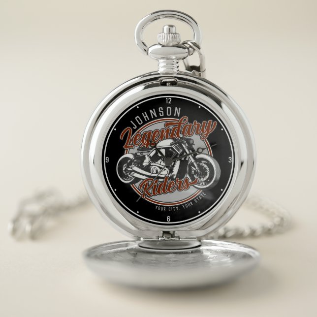 Personalized Motorcycle Legendary Rider Biker NAME Pocket Watch (Inside)