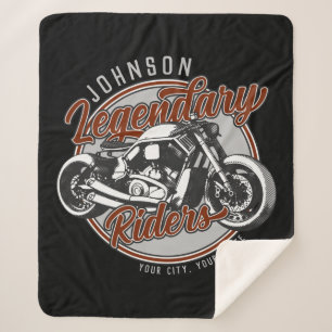 Personalized Motorcycle Legendary Rider Biker NAME Sherpa Blanket
