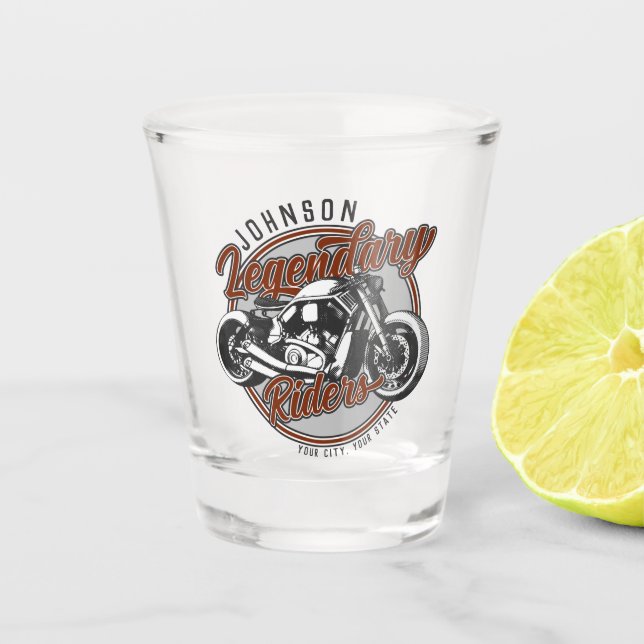 Personalized Motorcycle Legendary Rider Biker NAME Shot Glass (Front)