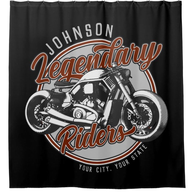 Personalized Motorcycle Legendary Rider Biker NAME Shower Curtain (Front)