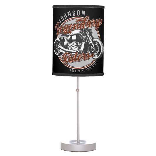 Personalized Motorcycle Legendary Rider Biker NAME Table Lamp (Front)