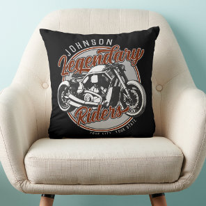Personalized Motorcycle Legendary Rider Biker NAME Throw Pillow