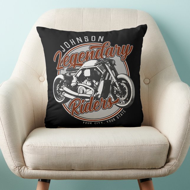 Personalized Motorcycle Legendary Rider Biker NAME Throw Pillow (Creator Uploaded)