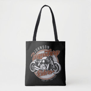 Personalized Motorcycle Legendary Rider Biker NAME Tote Bag