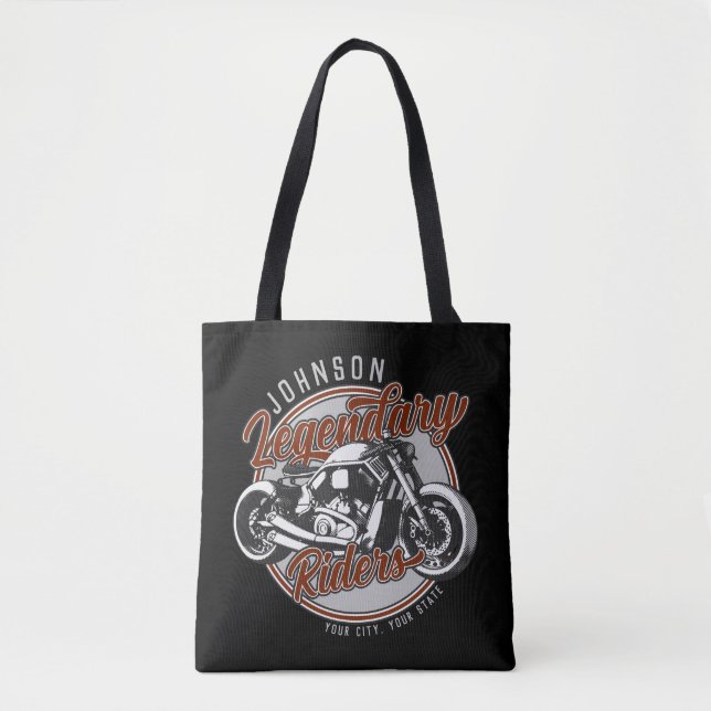 Personalized Motorcycle Legendary Rider Biker NAME Tote Bag (Front)