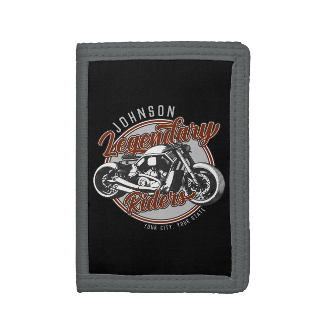Personalized Motorcycle Legendary Rider Biker NAME Trifold Wallet (Front Vertical)