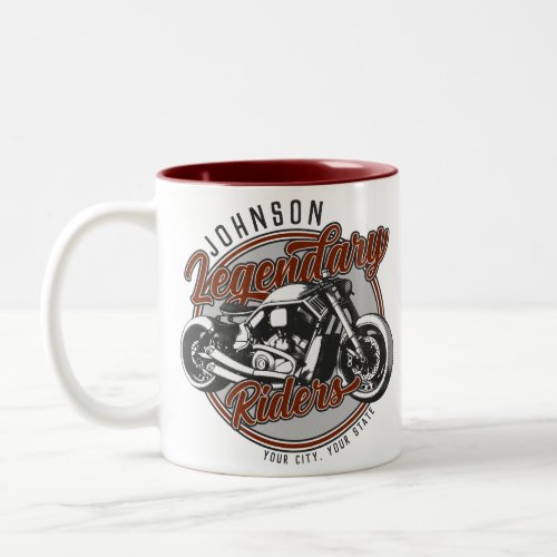 Personalized Motorcycle Legendary Rider Biker NAME Two_Tone Coffee Mug