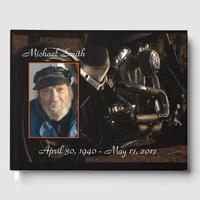 Personalized Motorcycle Memorial Guest Book (Front)