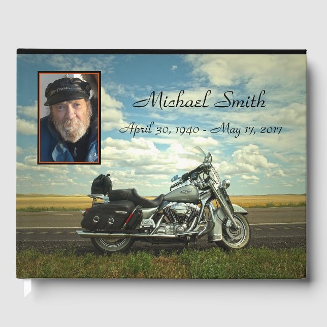 Personalized Motorcycle Memorial Guest Book (Front)