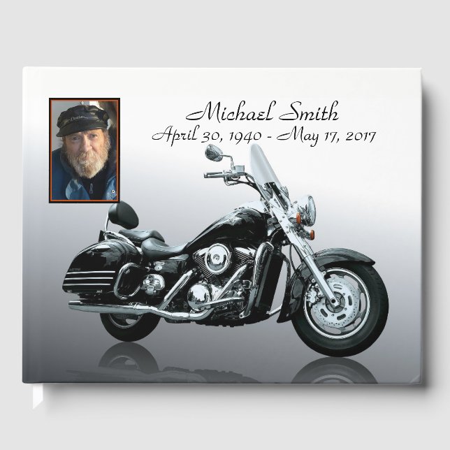 Personalized Motorcycle Memorial Guest Book (Front)