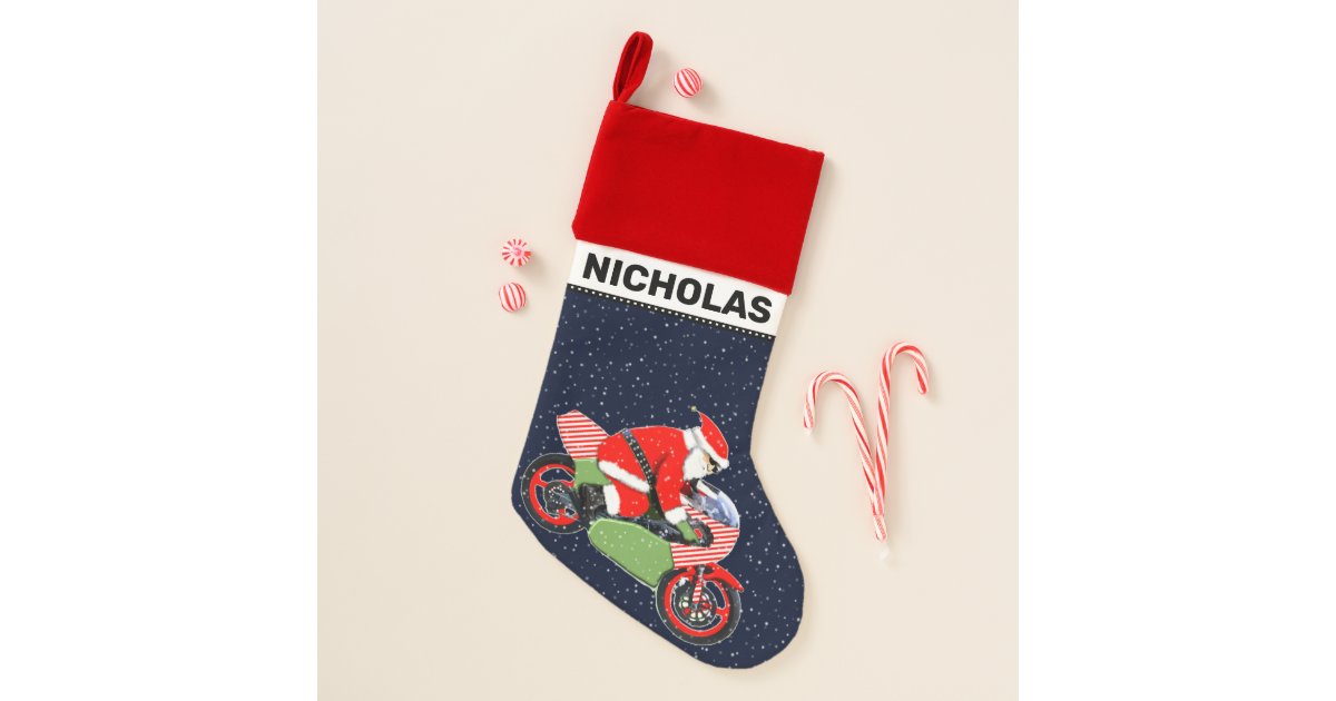 personalized motorcycle motocross christmas stocking Zazzle