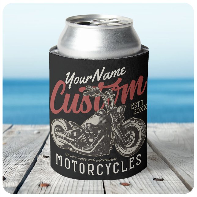 Personalized Motorcycle Rebel Cruiser Biker Garage Can Cooler (Creator Uploaded)