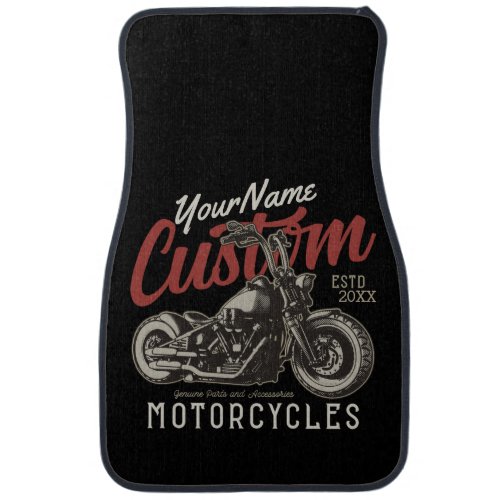 Personalized Motorcycle Rebel Cruiser Biker Garage Car Floor Mat