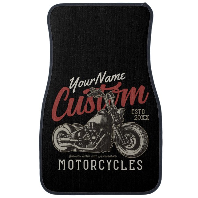 Personalized Motorcycle Rebel Cruiser Biker Garage Car Floor Mat (Front)