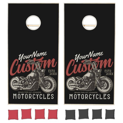 Personalized Motorcycle Rebel Cruiser Biker Garage Cornhole Set