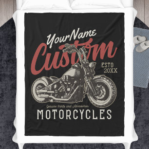 Personalized Motorcycle Rebel Cruiser Biker Garage Fleece Blanket