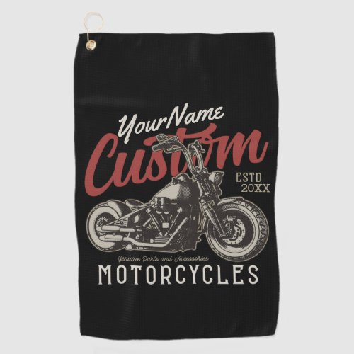 Personalized Motorcycle Rebel Cruiser Biker Garage Golf Towel