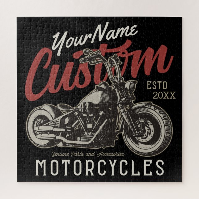 Personalized Motorcycle Rebel Cruiser Biker Garage Jigsaw Puzzle (Vertical)