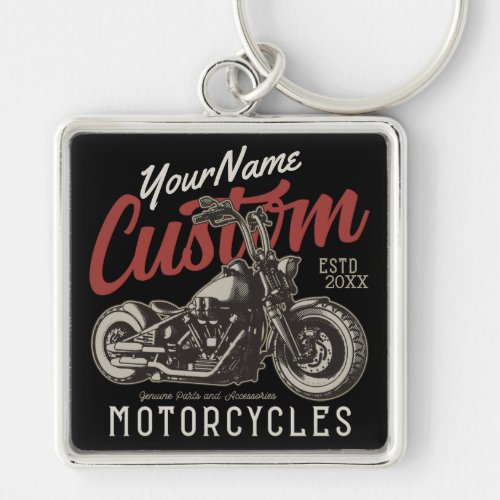 Personalized Motorcycle Rebel Cruiser Biker Garage Keychain