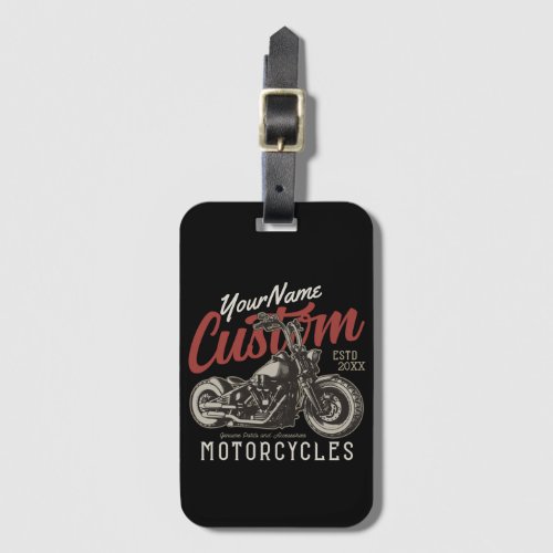 Personalized Motorcycle Rebel Cruiser Biker Garage Luggage Tag