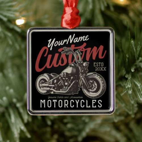 Personalized Motorcycle Rebel Cruiser Biker Garage Metal Ornament