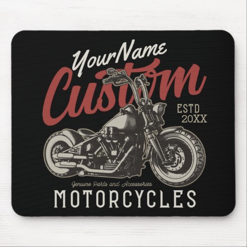 Personalized Motorcycle Rebel Cruiser Biker Garage Mouse Pad