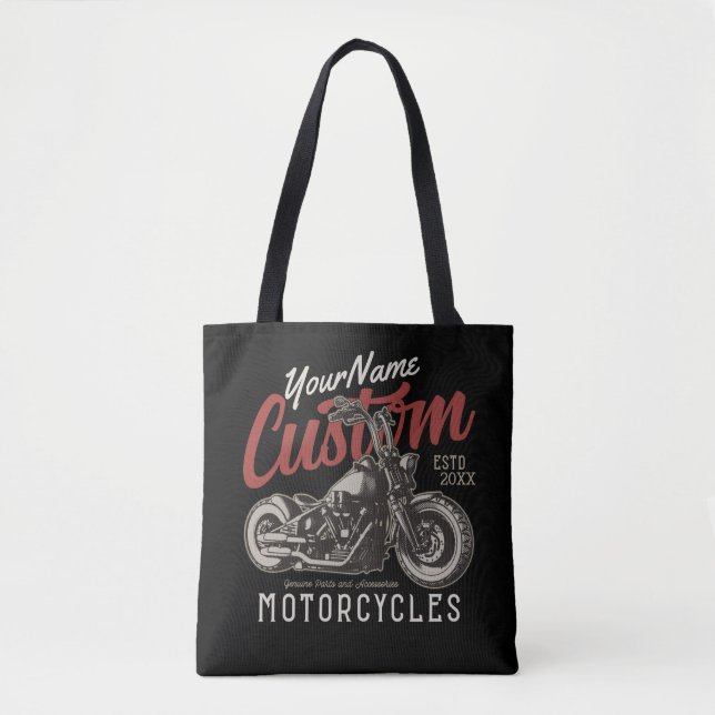 Personalized Motorcycle Rebel Cruiser Biker Garage Tote Bag (Front)