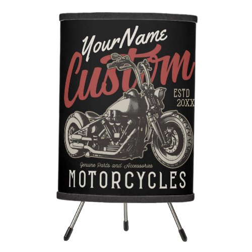 Personalized Motorcycle Rebel Cruiser Biker Garage Tripod Lamp
